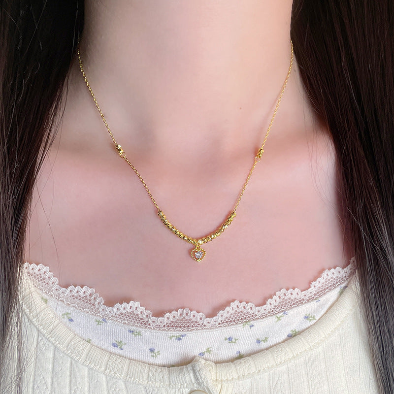 Kalung Wanita Stainless Steel – Liontin Hati Zirkon, Desain Elegan perhiasandirect