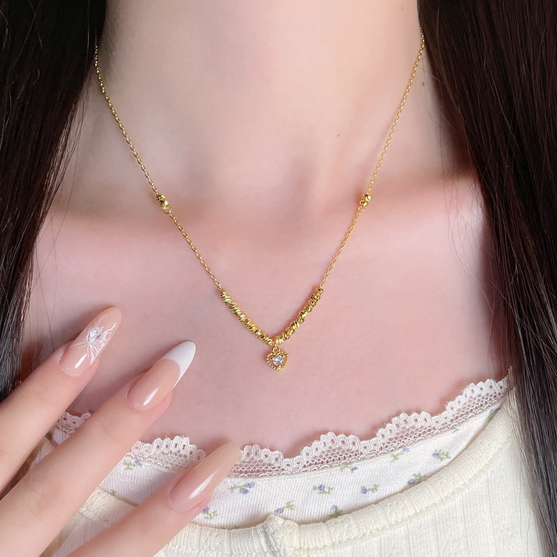 Kalung Wanita Stainless Steel – Liontin Hati Zirkon, Desain Elegan perhiasandirect