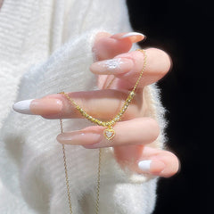 Kalung Wanita Stainless Steel – Liontin Hati Zirkon, Desain Elegan