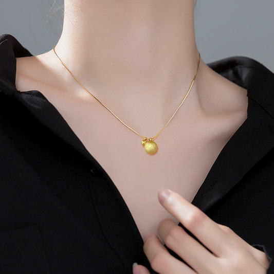 Kalung Bola Keberuntungan Emas 18K untuk Wanita – Perhiasan Stainless Steel Anti Karat Gaya Korea - 我的商店