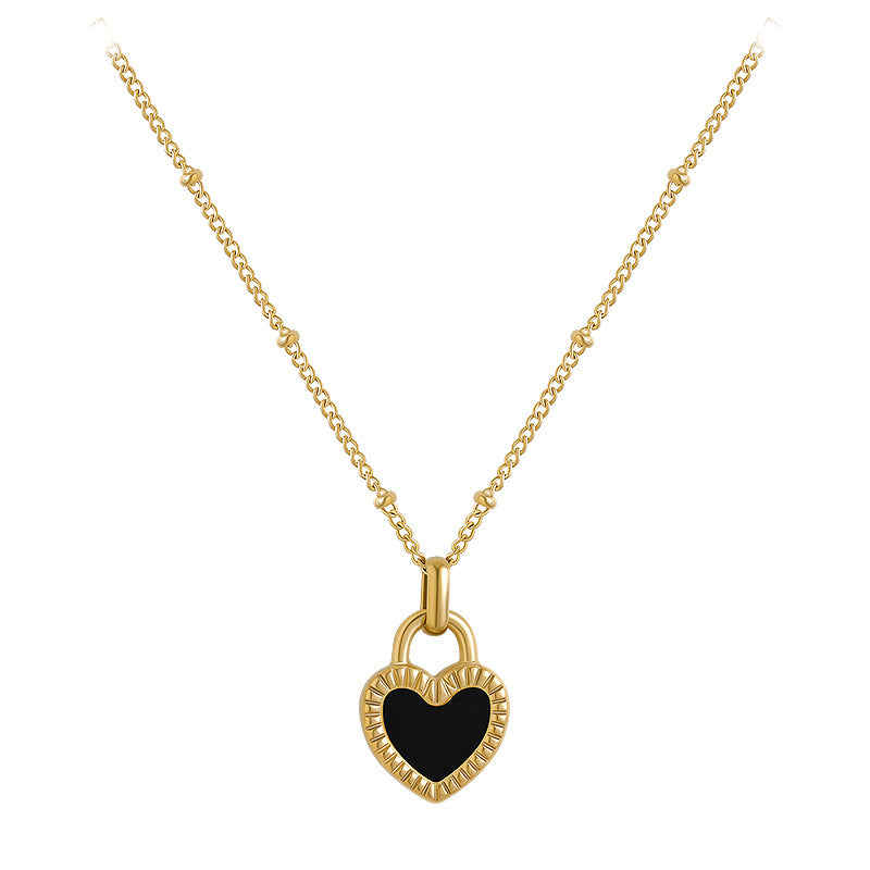 Kalung Double Side Heart Stainless untuk Wanita - Pendant Anti Pudar dengan Rantai Emas | Aksesoris Perhiasan Elegan - 我的商店