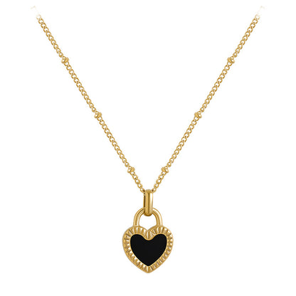 Kalung Double Side Heart Stainless untuk Wanita - Pendant Anti Pudar dengan Rantai Emas | Aksesoris Perhiasan Elegan - 我的商店
