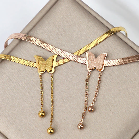 Gelang Kupu-Kupu Wanita - Rantai Emas Stainless Steel Anti Kusam, Hadiah Elegan - 我的商店