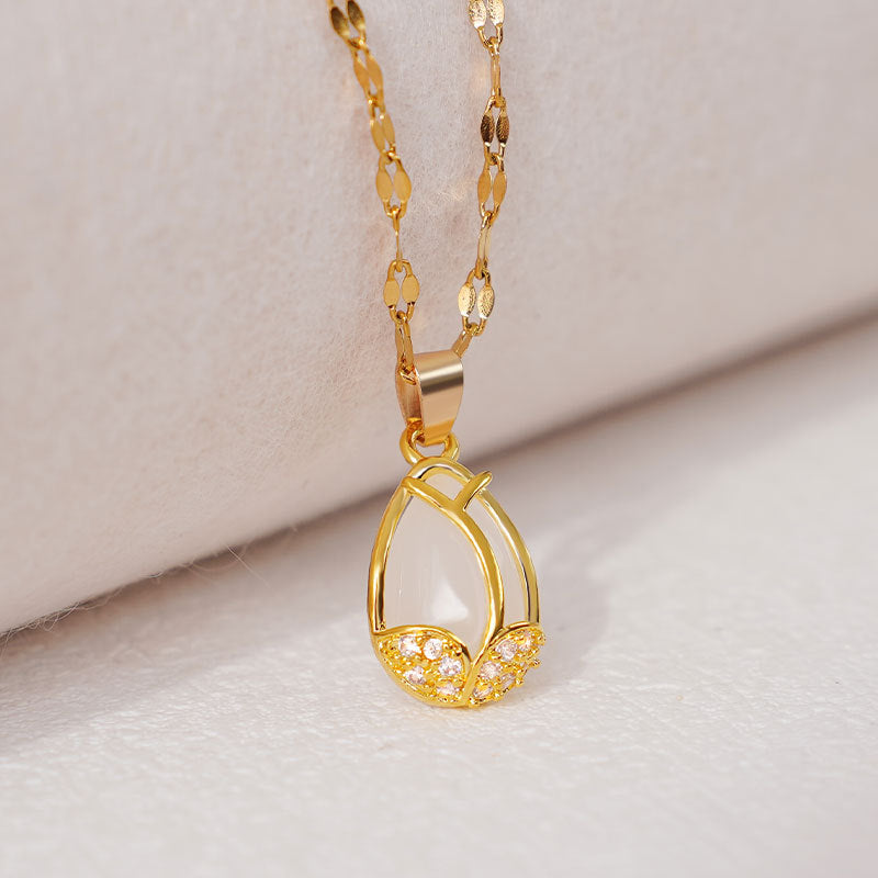 Kalung Bunga Tulip Wanita - Liontin Emas Anti Kusam dengan Rantai Elegan - 我的商店
