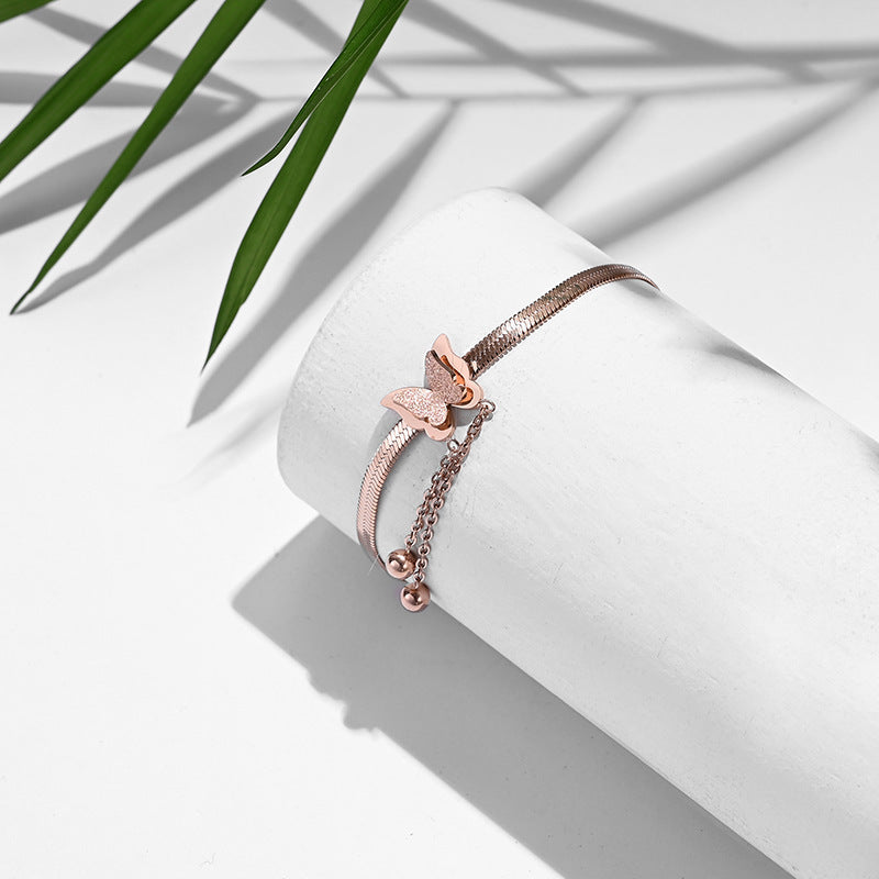 Gelang Kupu-Kupu Wanita - Rantai Emas Stainless Steel Anti Kusam, Hadiah Elegan - 我的商店