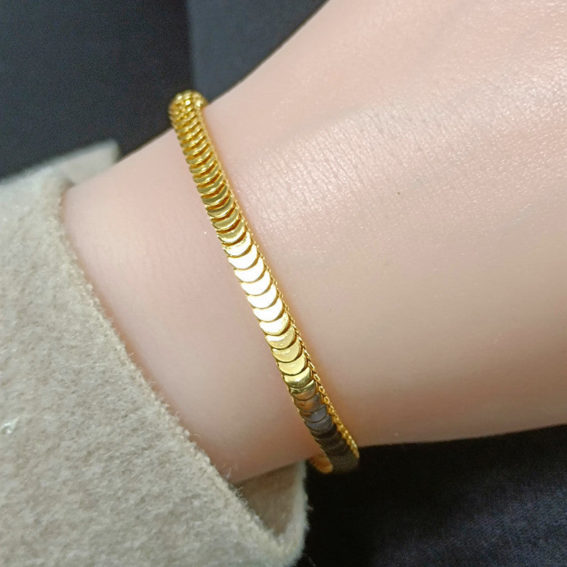 Gelang Wanita Sisik Ikan - Stainless Steel Lapis Emas 18K, Tidak Pudar, Gaya Vintage, Elegan & Trendi! - 我的商店