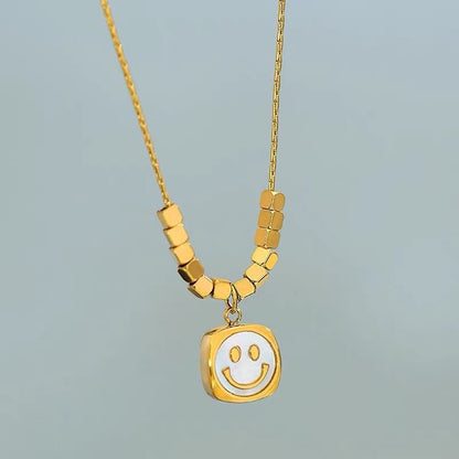 Kalung "Smile" Gaya Korea - Emas 18K Stainless Steel Anti Kusam & Hypoallergenic - 我的商店
