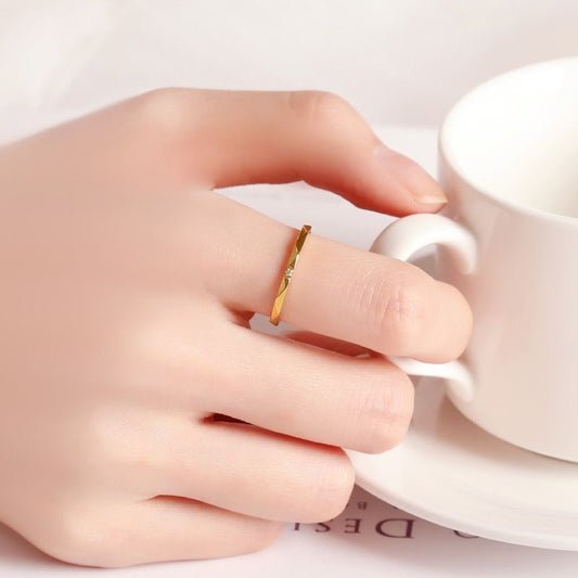 Cincin Emas Berlian untuk Wanita - Singsing Vintage Anti Pudar | Perhiasan Hadiah Ulang Tahun untuk Pacar - 我的商店