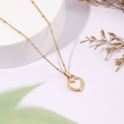Kalung Double Side Heart Stainless untuk Wanita - Pendant Anti Pudar dengan Rantai Emas | Aksesoris Perhiasan Elegan - 我的商店