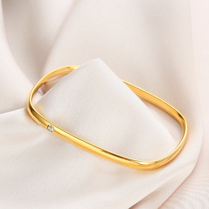 Gelang Wanita Vintage Minimalis - Stainless Steel Lapis Emas 18K Anti Kusam, Aksesoris Fashion Elegan - 我的商店