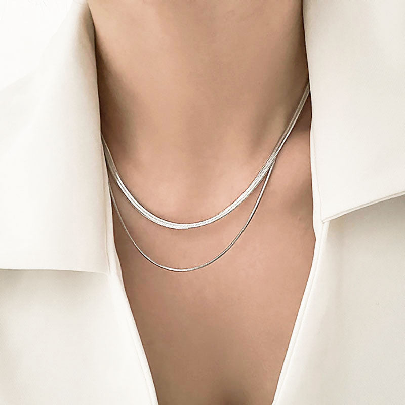 Kalung Wanita Double Layer Lapis Emas 18K - Stainless Steel, Elegan & Cocok untuk Prom dan Sehari-hari! - 我的商店