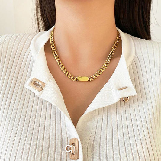 Kalung Wanita Lapis Emas 18K - Stainless Steel, Tidak Kusam, Elegan & Cocok untuk Hadiah! - 我的商店