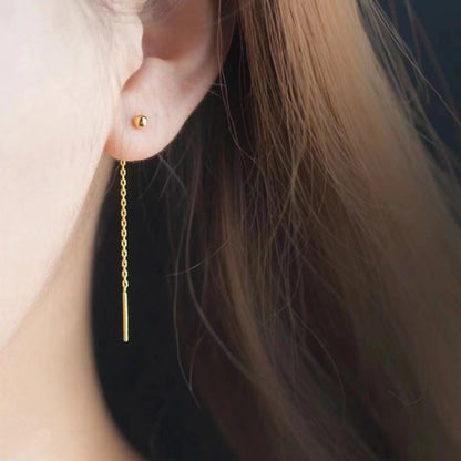 Anting untuk Wanita - Bead Frosted Gantung Stainless Steel Hypoallergenic | Perhiasan Elegan - 我的商店