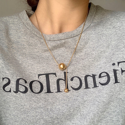 Grosir Kalung Wanita Stainless Steel Liontin Bola Emas - Tidak Kusam, Trendi & Stylish! - 我的商店