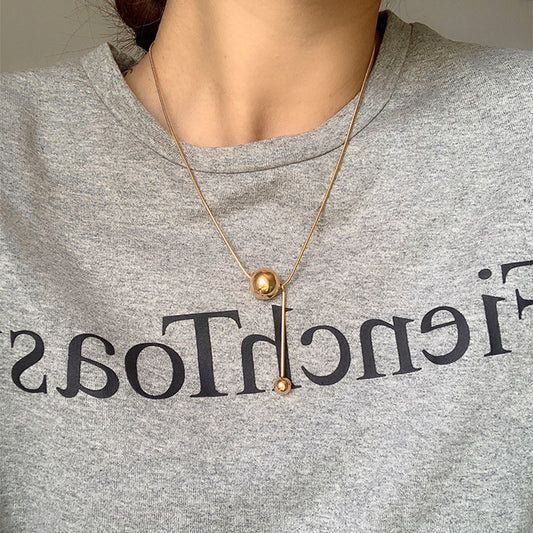 Grosir Kalung Wanita Stainless Steel Liontin Bola Emas - Tidak Kusam, Trendi & Stylish! - 我的商店