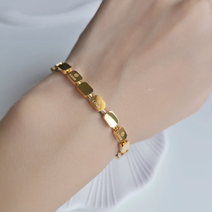 Gelang Emas untuk Wanita - Rantai Stainless Steel Anti Pudar | Bangle Aksesoris Perhiasan Elegan - 我的商店