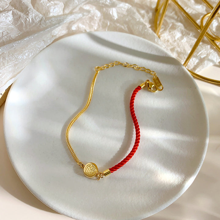 Gelang Kaki 'Fu' Wanita - Gelang Kaki Stainless Steel Anti Kusam, Rantai Emas Trendy, Aksesoris Fashion, Grosir Harga Terbaik
