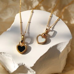 Kalung Double Side Heart Stainless untuk Wanita - Pendant Anti Pudar dengan Rantai Emas | Aksesoris Perhiasan Elegan