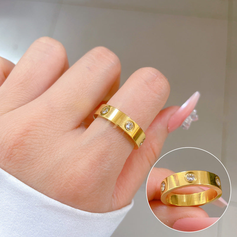 Cincin  Trendy Titanium Anti Karat Tiga Warna ada mata dan tanpa mata menerima reseller - 我的商店