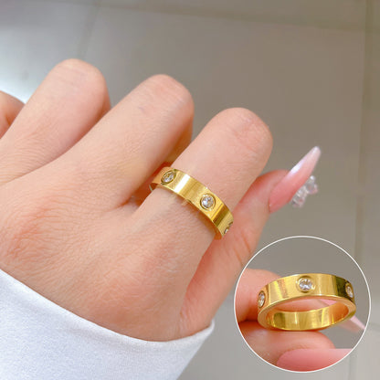 Cincin  Trendy Titanium Anti Karat Tiga Warna ada mata dan tanpa mata menerima reseller - 我的商店