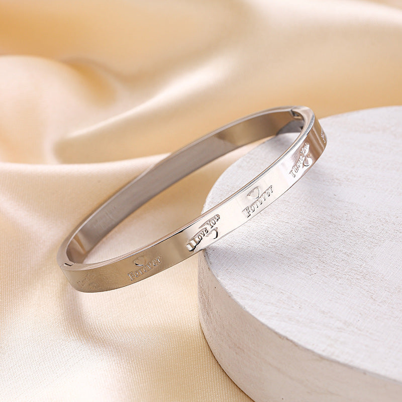 Gelang Couple "Forever" - Stainless Steel Anti Kusam, Hadiah Romantis untuk Pacar - 我的商店