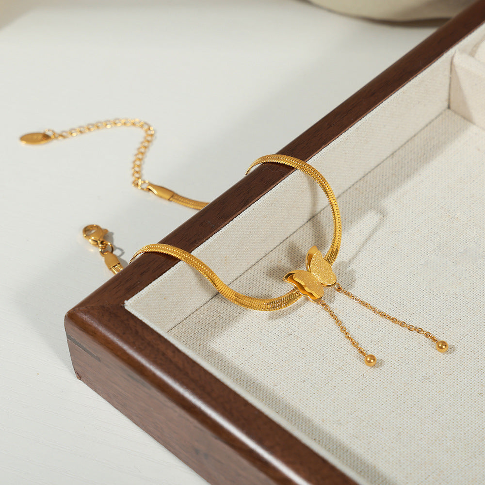 Gelang Kupu-Kupu Wanita - Rantai Emas Stainless Steel Anti Kusam, Hadiah Elegan - 我的商店