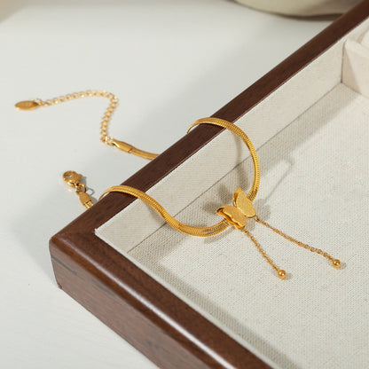 Gelang Kupu-Kupu Wanita - Rantai Emas Stainless Steel Anti Kusam, Hadiah Elegan - 我的商店