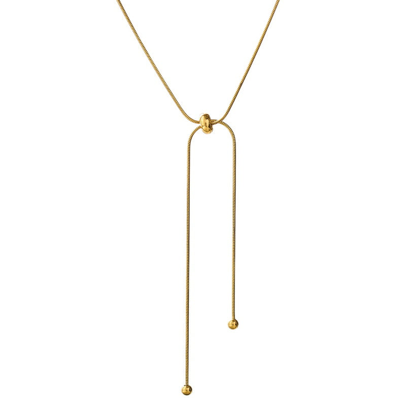 Kalung Panjang Wanita Lapis Emas 18K - Stainless Steel, Terjangkau, Elegan & Cocok untuk Sehari-hari! - 我的商店