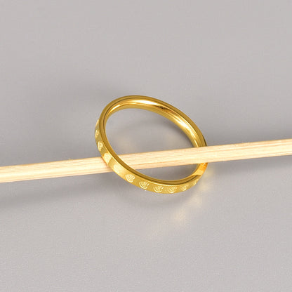 Cincin Janji Pasangan - Singsing Hati Stainless Steel Anti Pudar Lapisan Emas 18k | Aksesoris Perhiasan Elegan - 我的商店