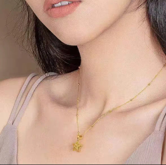 Kalung Bintang untuk Wanita - Pendant Anti Pudar dengan Rantai Stainless Steel | Perhiasan Hadiah Elegan - 我的商店