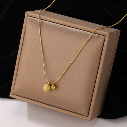 Kalung Bola Keberuntungan Emas 18K untuk Wanita – Perhiasan Stainless Steel Anti Karat Gaya Korea - 我的商店