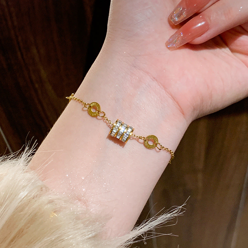 Gelang Berlian Romawi untuk Wanita – Bangle Emas Vintage, Perhiasan Aksesori Elegan - 我的商店
