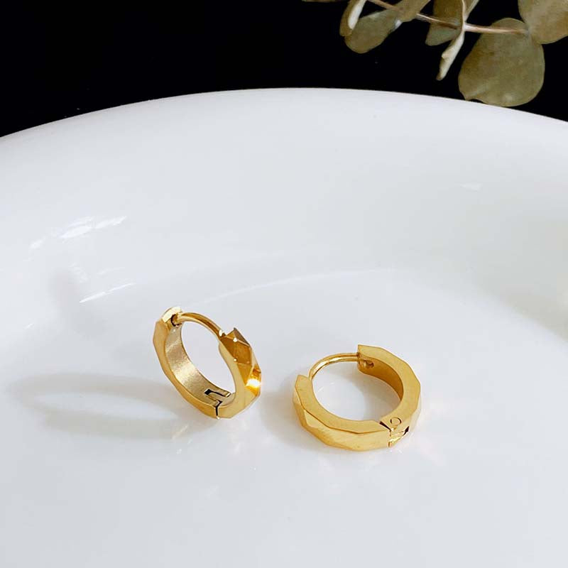 Anting Geometris Emas 18K untuk Wanita – Perhiasan Stainless Steel, Hadiah Ulang Tahun Fashion - 我的商店