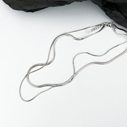 Kalung Wanita Double Layer Lapis Emas 18K - Stainless Steel, Elegan & Cocok untuk Prom dan Sehari-hari! - 我的商店