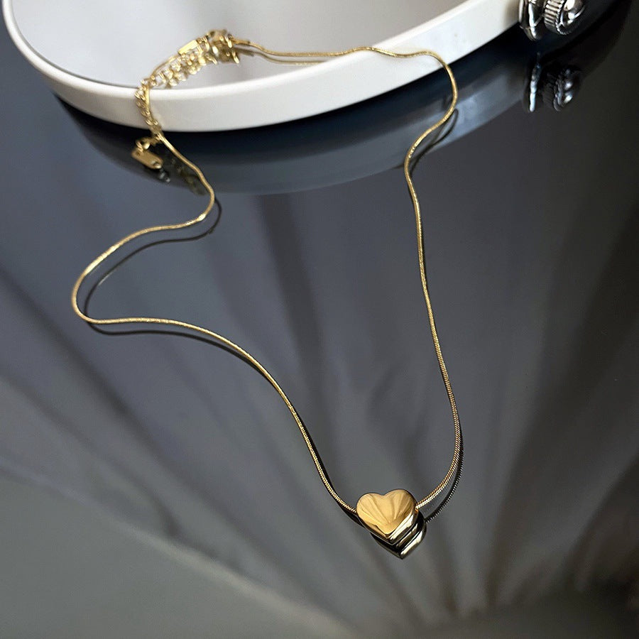 Kalung Cinta 3D Emas Wanita - Perhiasan Stainless Steel Elegan, Pendant dengan Rantai Emas, Hadiah Spesial, Grosir Harga Terbaik - 我的商店