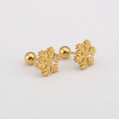 Anting Stud Snowflake Wanita - Stainless Steel Hypoallergenic, Aksesoris Fashion Winter - 我的商店