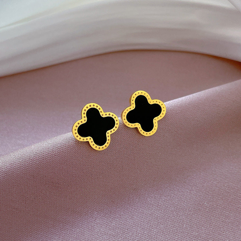 Wanita antik berkata kalung Four Leaf Clover  Liontin Berlian - Baja Tahan Karat Lapis Emas, tidak kusam, elegan dan modis! - 我的商店