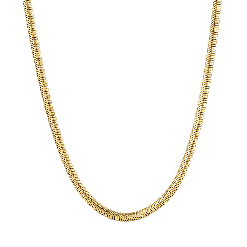 Kalung Rantai Lapis Emas 18k Wanita - Stainless Steel Anti Kusam, Aksesoris Harian Elegan, Hadiah Ulang Tahun untuk Anak Perempuan, Grosir Harga Terbaik 我的商店