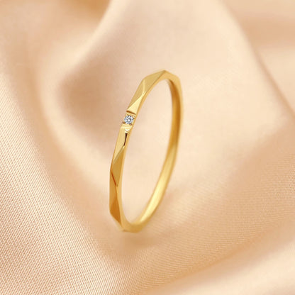 Cincin Emas Berlian untuk Wanita - Singsing Vintage Anti Pudar | Perhiasan Hadiah Ulang Tahun untuk Pacar - 我的商店