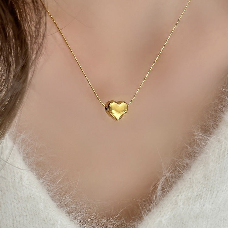 Kalung Cinta 3D Emas Wanita - Perhiasan Stainless Steel Elegan, Pendant dengan Rantai Emas, Hadiah Spesial, Grosir Harga Terbaik - 我的商店