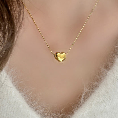 Kalung Cinta 3D Emas Wanita - Perhiasan Stainless Steel Elegan, Pendant dengan Rantai Emas, Hadiah Spesial, Grosir Harga Terbaik - 我的商店