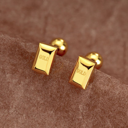 Anting Kotak Kecil Lapisan Emas 18k untuk Wanita - Stainless Steel Murah | Aksesoris Elegan - 我的商店