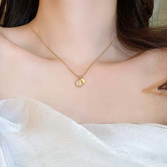 Kalung Wanita Manik Lapis Emas 18K - Stainless Steel, Tidak Kusam, Elegan & Cocok untuk Hadiah!