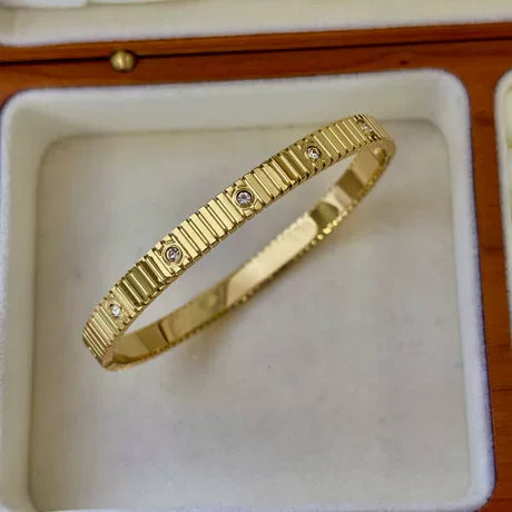 Gelang Wanita Stainless Steel Mewah｜Titanium Steel Bertabur Zircon｜Model Bintang Penuh｜Elegan & Fashionable