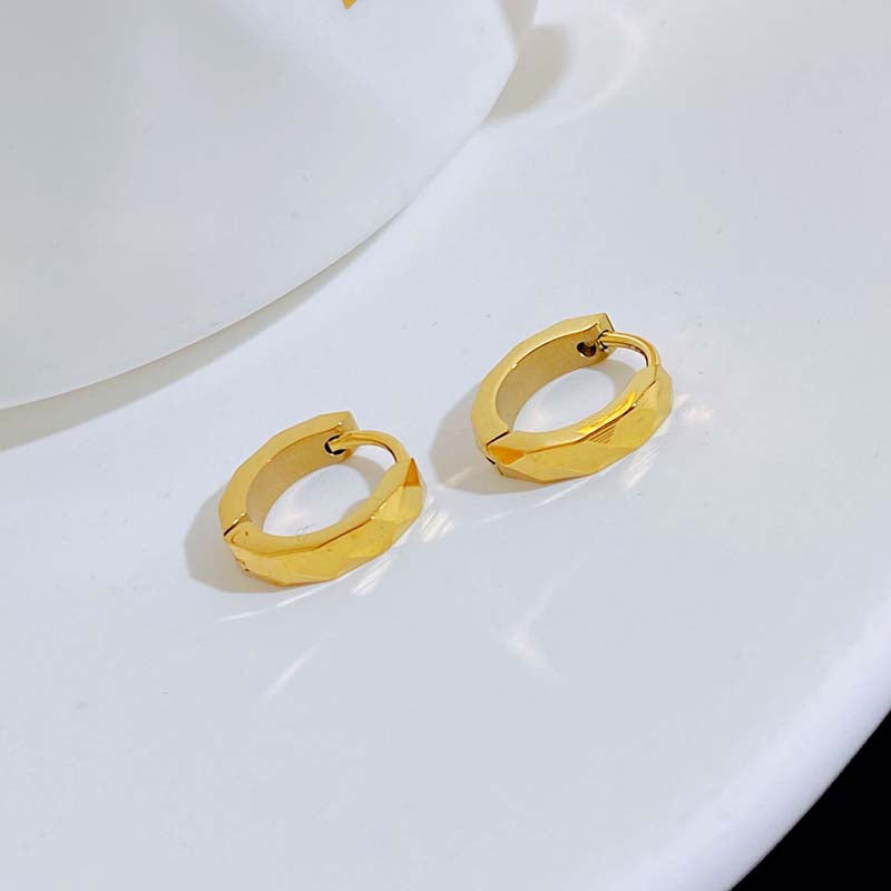Anting Geometris Emas 18K untuk Wanita – Perhiasan Stainless Steel, Hadiah Ulang Tahun Fashion - 我的商店