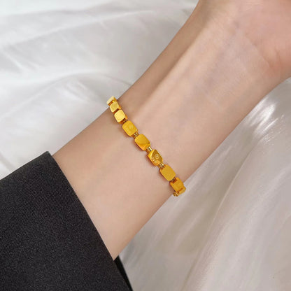 Gelang Emas untuk Wanita - Rantai Stainless Steel Anti Pudar | Bangle Aksesoris Perhiasan Elegan - 我的商店