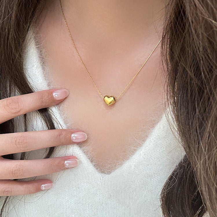 Kalung Cinta 3D Emas Wanita - Perhiasan Stainless Steel Elegan, Pendant dengan Rantai Emas, Hadiah Spesial, Grosir Harga Terbaik - 我的商店