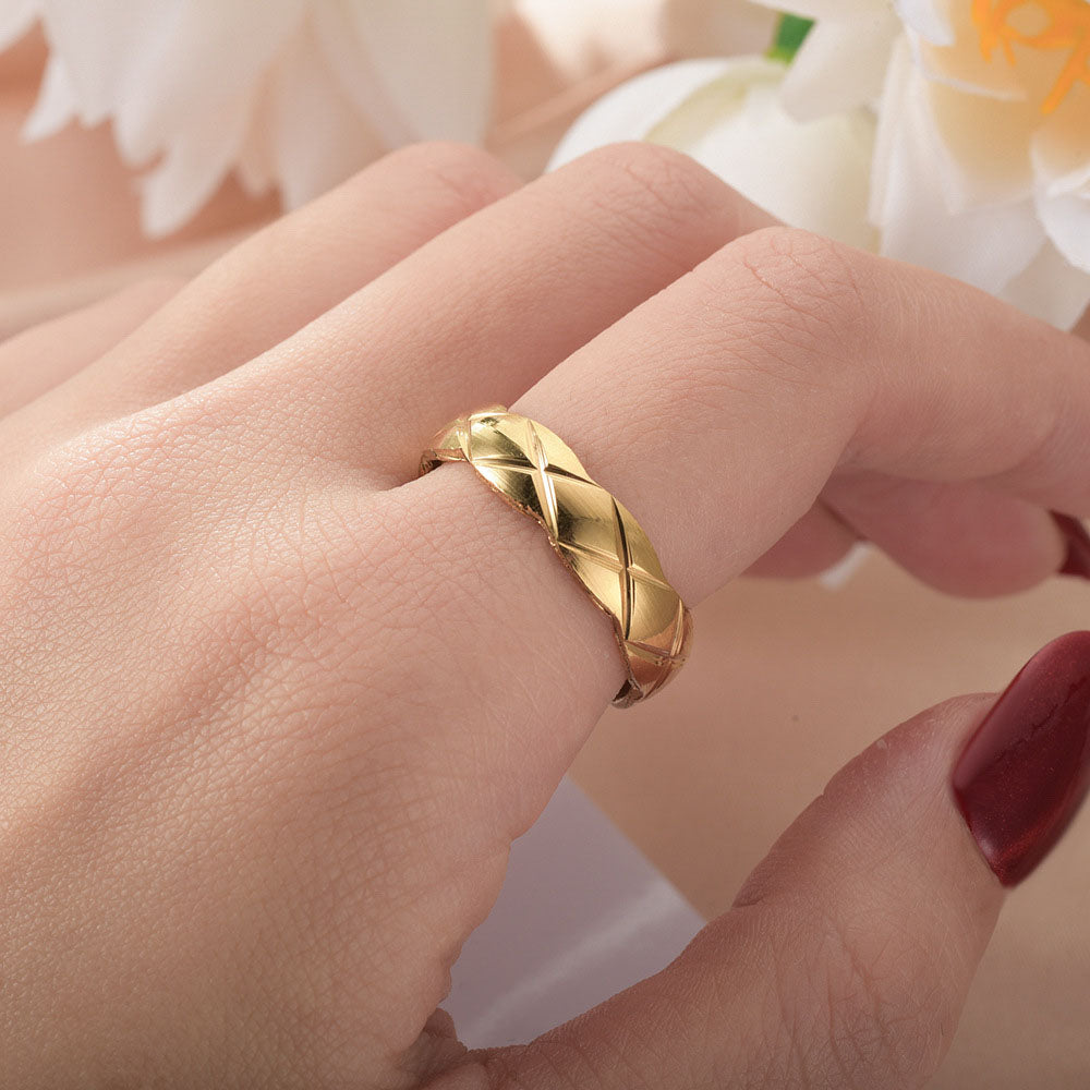 Cincin Emas Wanita - Perhiasan Stainless Steel Elegan Anti Kusam, Aksesoris Fashion Trendy, Grosir Harga Terbaik - 我的商店