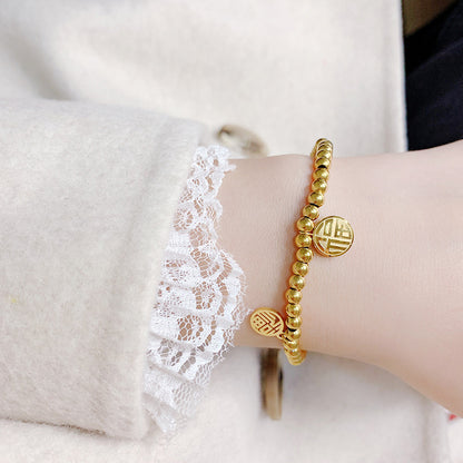 Gelang Manik Wanita - Perhiasan Stainless Steel Lapis Emas 18k, Gelang Pembawa Keberuntungan 2025, Aksesoris Fashion Trendy, Grosir Harga Terbaik - 我的商店