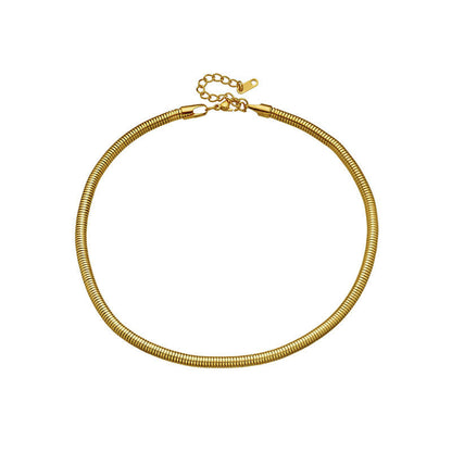 Kalung Rantai Lapis Emas 18k Wanita - Stainless Steel Anti Kusam, Aksesoris Harian Elegan, Hadiah Ulang Tahun untuk Anak Perempuan, Grosir Harga Terbaik 我的商店